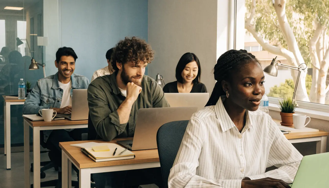 Australian customer support team in a bright office